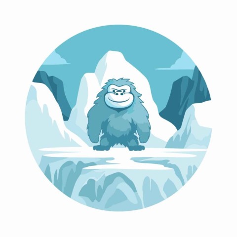 Gorilla on the background of the glacier. Vector illustration.