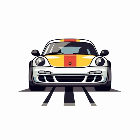 Cute cartoon sports car on a white background. Vector illustrati