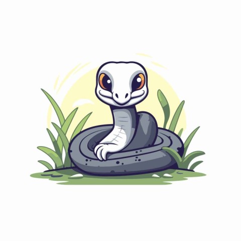 Cute snake cartoon mascot. Vector illustration isolated on white