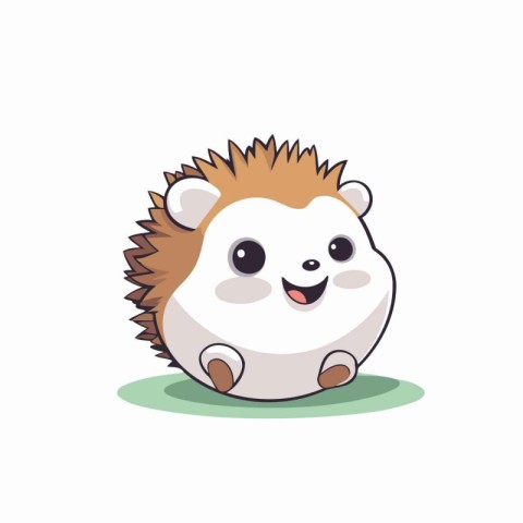 Cute hedgehog on white background. Vector illustration in cartoo