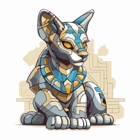 Egyptian cat. Isolated on white background. Vector illustration.