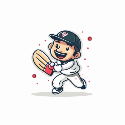 Cricket player cartoon character vector design. Cute cartoon cri