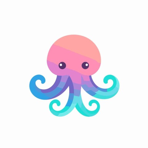 Octopus icon in flat color style isolated on white background. S