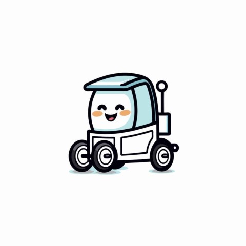 Cute Fast Delivery Van Icon Vector Illustration. Isolated on Whi