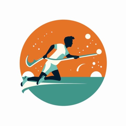 Rugby player on the ice. Flat style vector illustration.