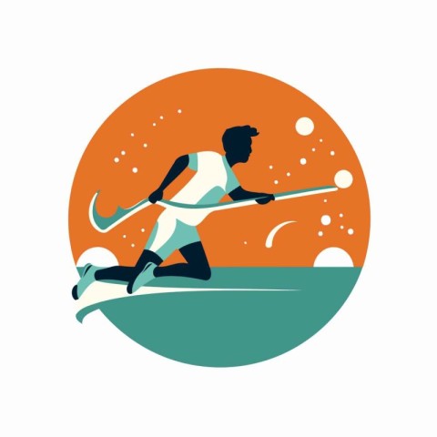 Rugby player on the ice. Flat style vector illustration.