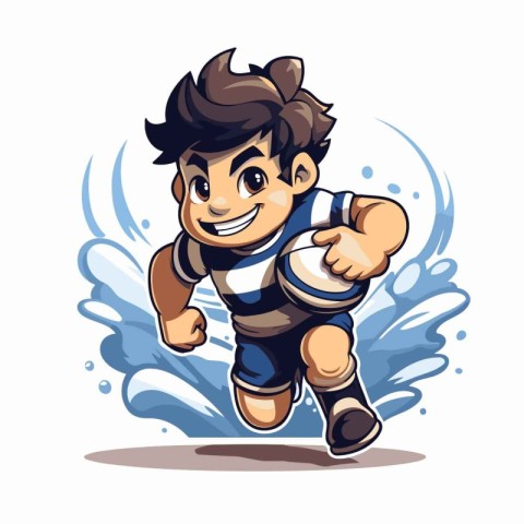 Illustration of a rugby player running with a ball in his hand