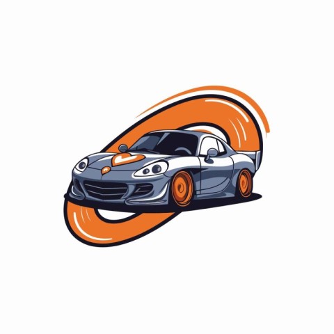 Vector illustration of a sports car in the form of an orange tir