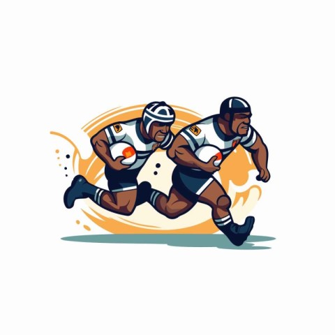 American football player running with ball on the field. vector