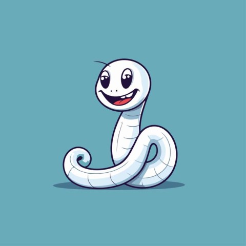 Cute cartoon snake on a blue background. Vector illustration. fl