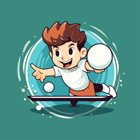 Boy playing bowling. Vector illustration of a cartoon boy playin