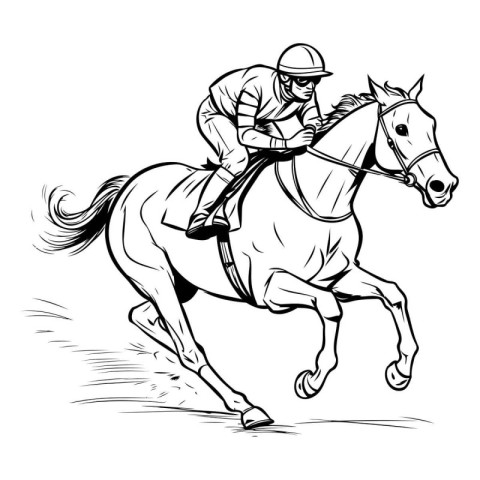 Jockey on horse. Vector illustration of jockey on horse.