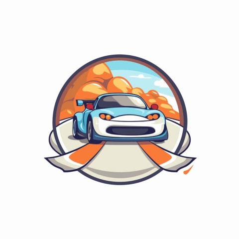 Car racing logo template. Vector illustration of sport car racin