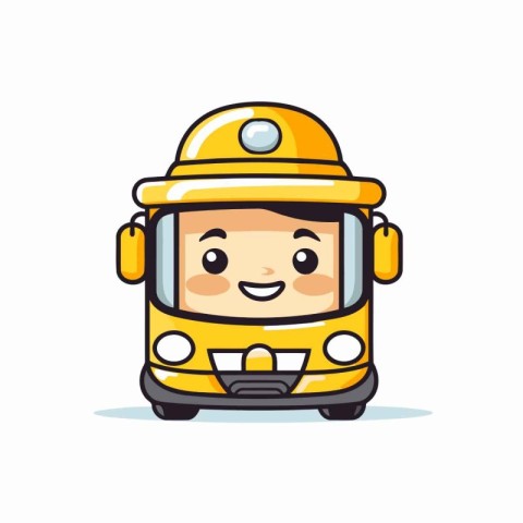 Cute school bus driver character. Vector illustration in cartoon