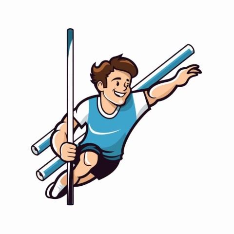 Illustration of a man pole vaulting viewed from the side set ins