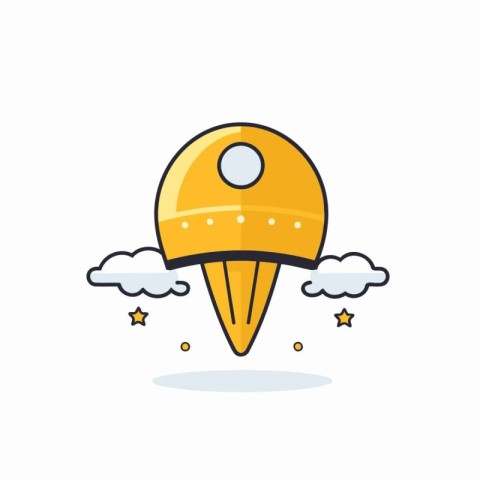 Rocket icon in flat style. Spaceship vector illustration on whit