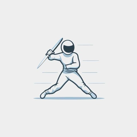 Illustration of a kendo fighter with a sword. vector illustratio