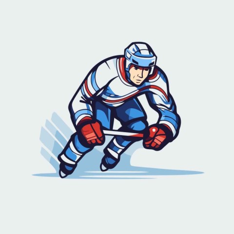 Ice hockey player with the stick in action cartoon vector graphi