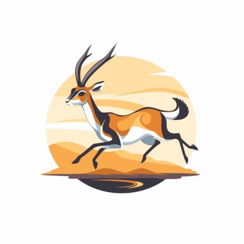 Gazelle in the desert. Vector illustration on white background.