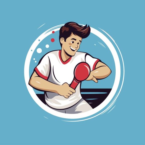 Man playing table tennis. Vector illustration of a man playing t