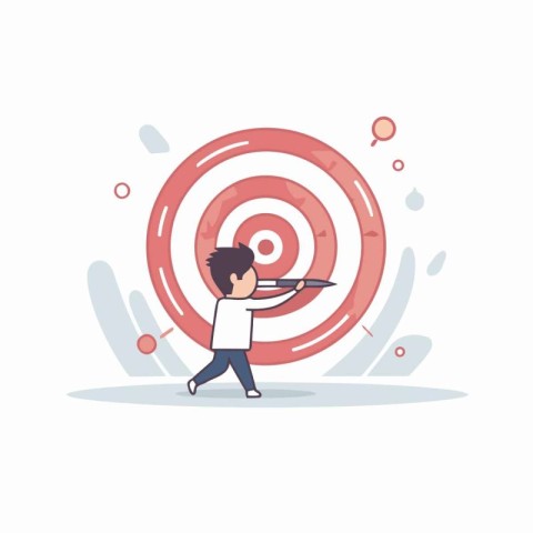 Businessman aiming at target. Vector illustration in flat design