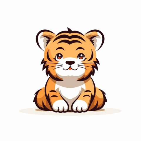 Cute tiger. Vector illustration. Isolated on white background.