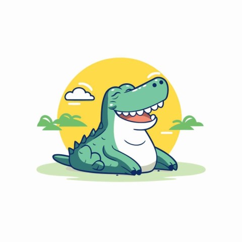 Cute crocodile vector illustration. Cute cartoon crocodile chara