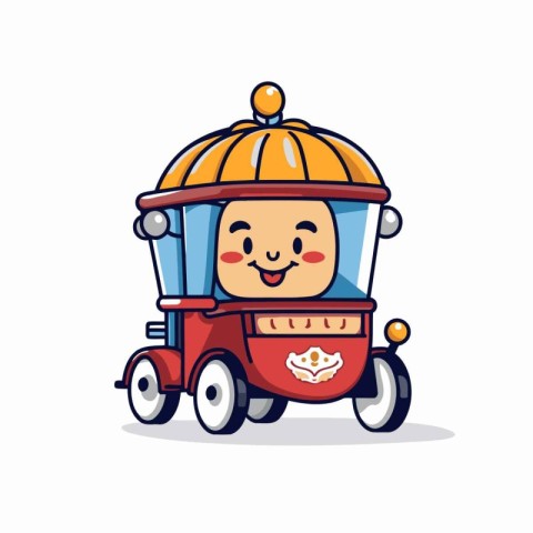 Cute steam locomotive character. Vector illustration on white ba