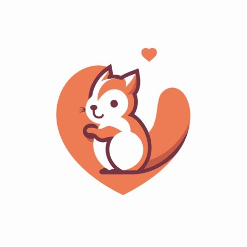 Cute squirrel in heart shape. Vector illustration. Love symbol.