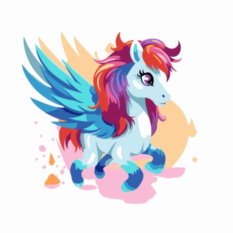 Unicorn with wings. Vector illustration isolated on white backgr