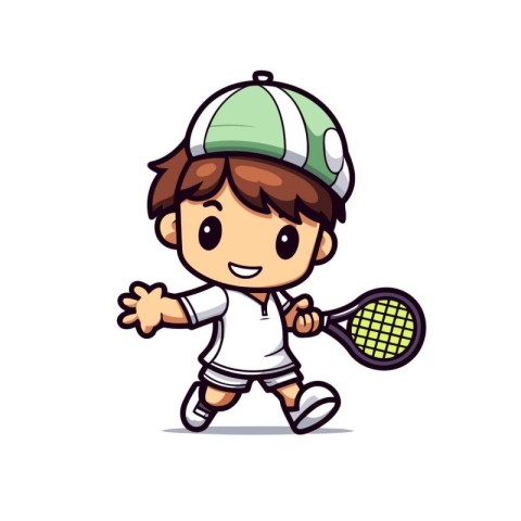 Tennis player cartoon character vector illustration design. Idea