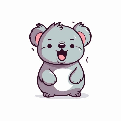 Cute koala cartoon. Vector illustration isolated on white backgr