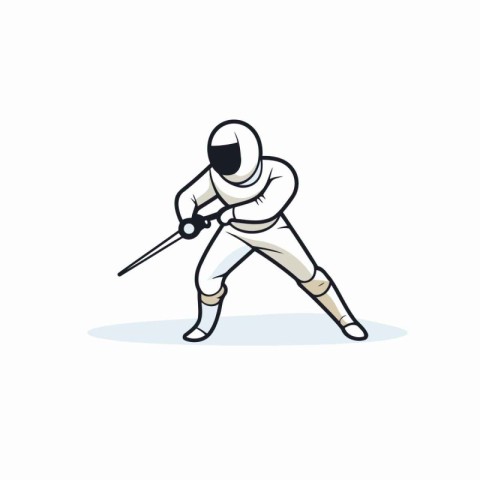 Fencing sport icon on white background. Vector illustration in c