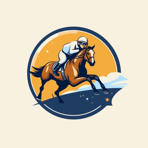 Horse jockey vector illustration. Horse riding equestrian sport