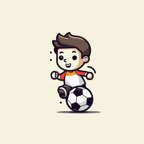 Cute Boy Playing Soccer Cartoon Mascot Character Illustration De