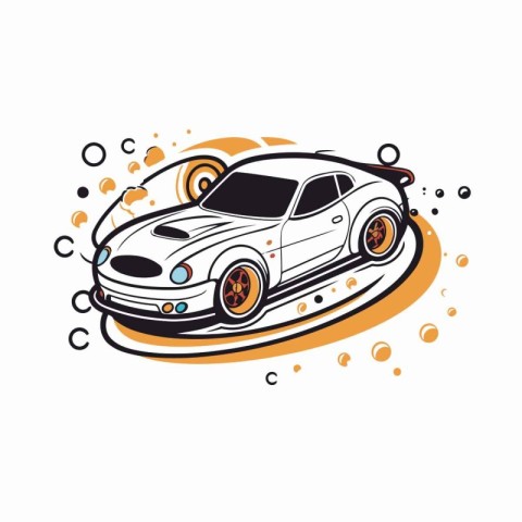 Vector illustration of a sports car on a white background with c