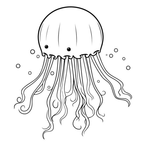 Jellyfish coloring page. Vector illustration of a cartoon jellyf