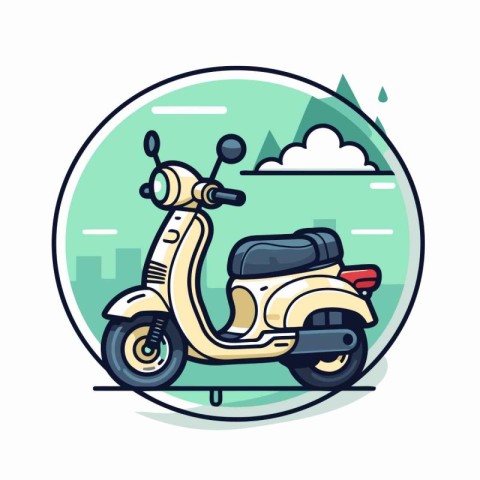 Vintage scooter icon. Vector illustration in flat design style.