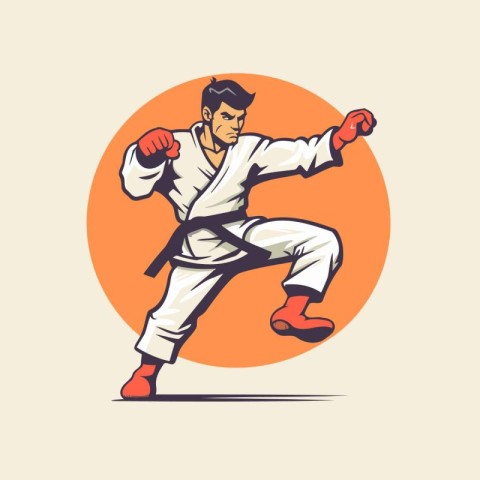 Taekwondo. karateial arts vector illustration.