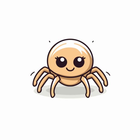 Cute cartoon spider. Vector illustration. Isolated on white back