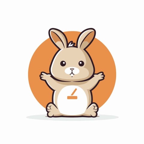 Cute bunny with number zero. Vector illustration in cartoon styl