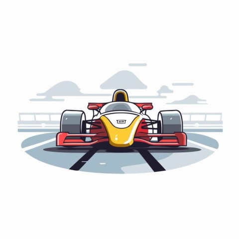 Racing car. Vector illustration on white background. Flat style.