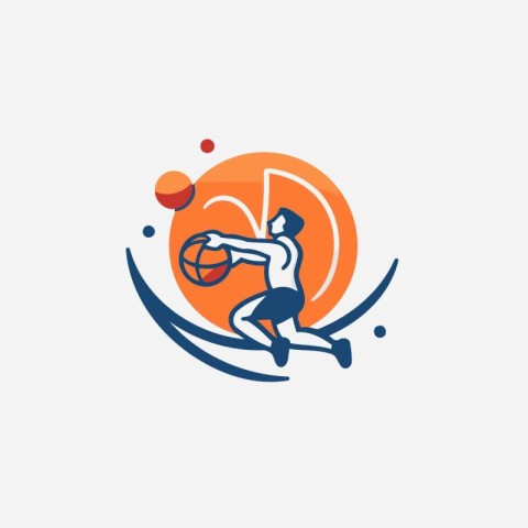 Basketball vector logo design template. Basketball player with b