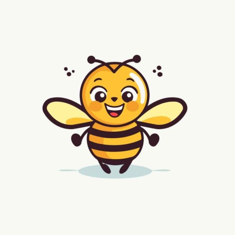 Cute cartoon bee character. Vector illustration isolated on whit