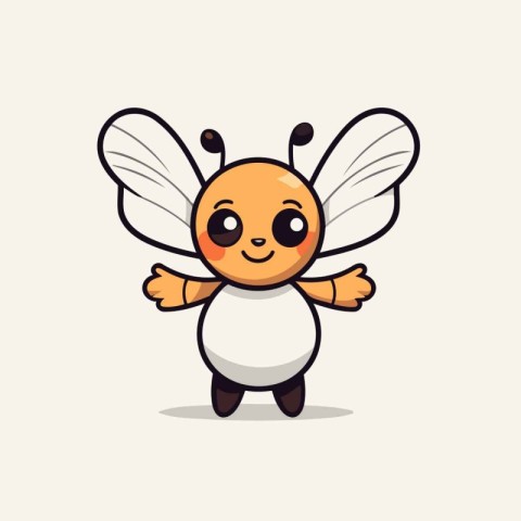 Cute cartoon bee. Mascot Character Design. Vector Illustration