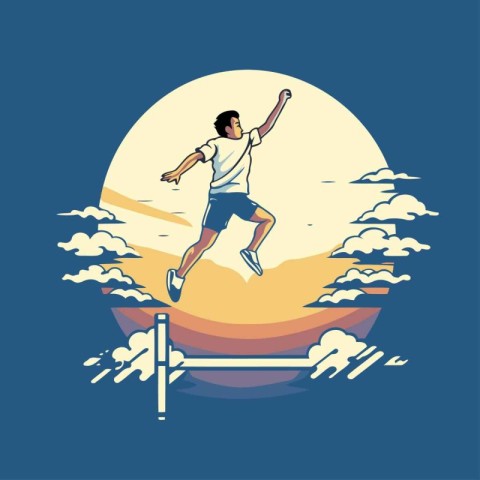 Man jumping in the sky. Vector illustration of a man jumping on