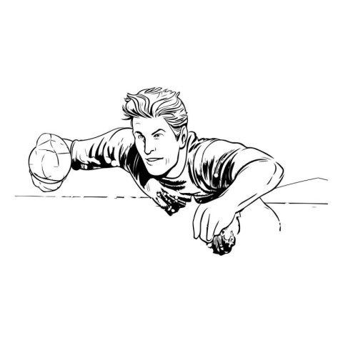 Baseball player in action. sketch for your design. Vector illust