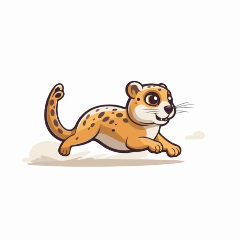 Cute leopard cartoon character vector Illustration on a white ba