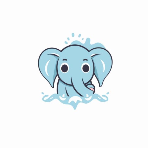 Cute elephant character. Vector illustration isolated on a white