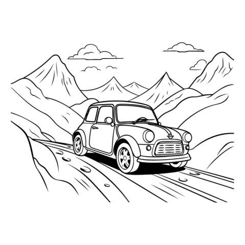 Car on the road. Vector illustration of a cartoon car on the roa